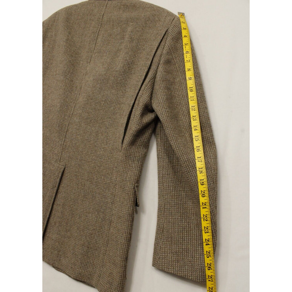 Sterling Hunt Blazer Men 42 100% Pure Virgin Wool Houndstooth Tweed Tan VTG - Picture 8 of 14
